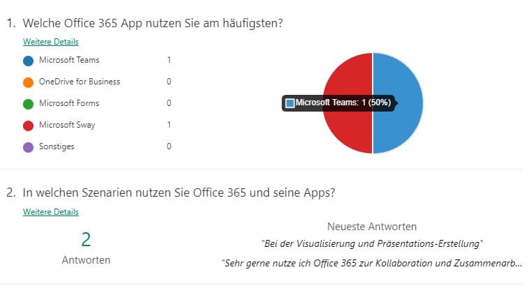 Diagramme bei Microsoft Forms