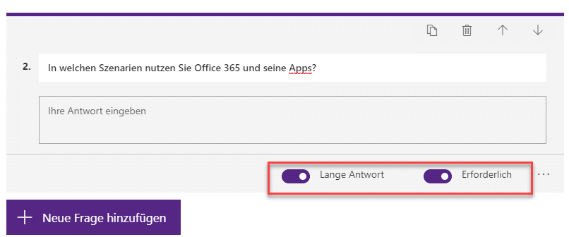 Langer Text Microsoft Forms