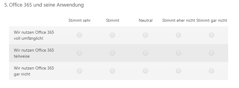 Einsatz des Likert in Microsoft Forms