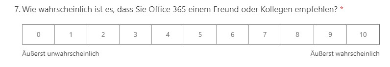 Net Promoter Score Microsoft Forms