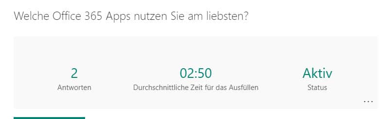 Statistiken zur Bewertung eines ausgefüllten Formulars in Microsoft Forms