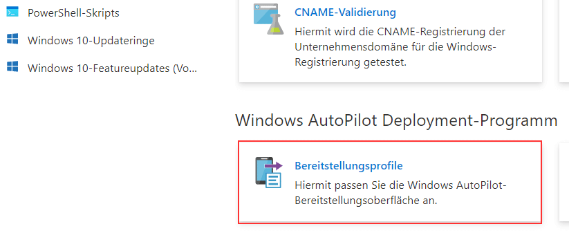 AutoPilot-Bereitstellungsprofil