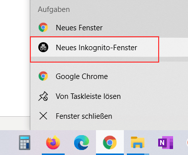 Browser-Inkgonito-Modus