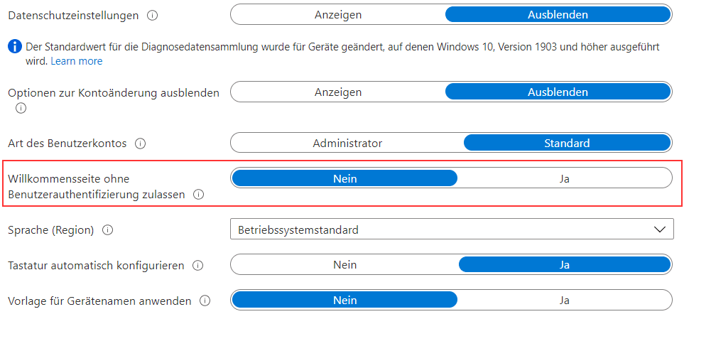 Deployment-Einstellungen