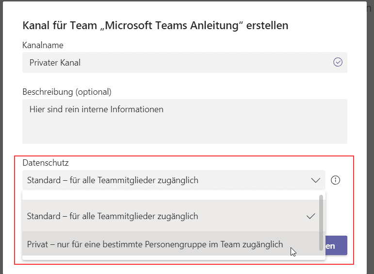 2.Teams-Kanal-Einstellungen