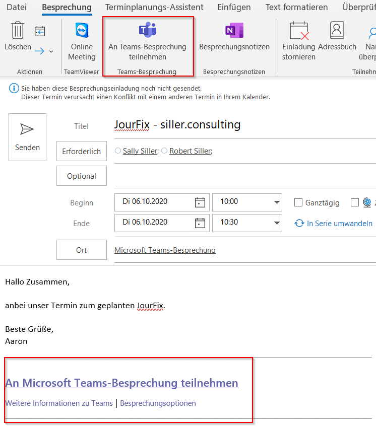 Microsoft Teams Besprechung Planen