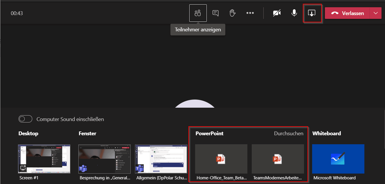 Microsoft Teams Desktop teilen