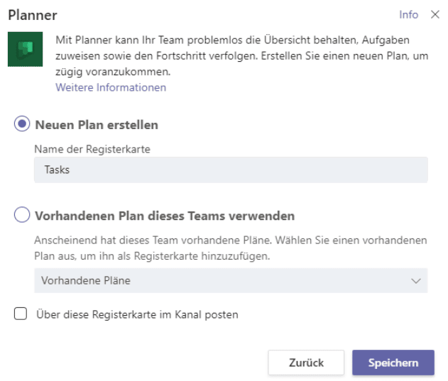 Planner-Einstellungen Planner-Einstellungen
