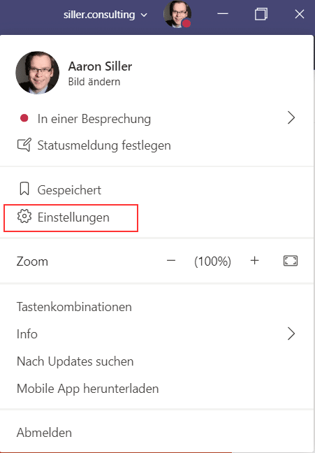 Microsoft Teams personalisieren Einstellungen-Teams