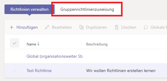 Microsoft-Teams-Gruppenrichtlinienzuweisung