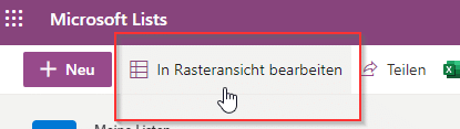 Rasteransicht-Lists