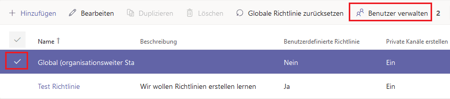 Microsoft Teams Benutzer verwalten in Teams Richtlinien