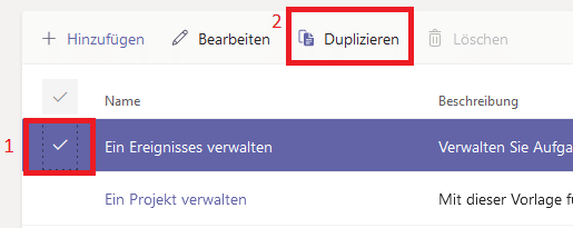 Teamvorlage-Duplizieren
