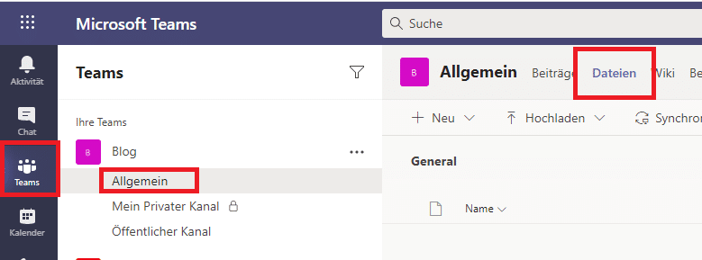 Dateiablage Microsoft Teams Gemeinsame-Dateien-Teams