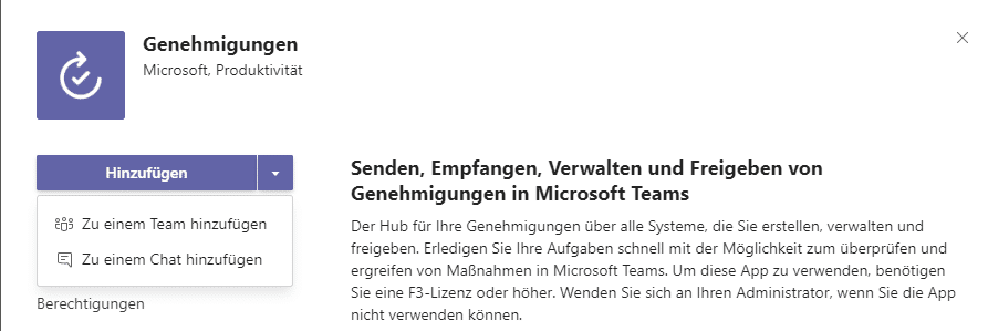  Microsoft Teams Genehmigungs-App