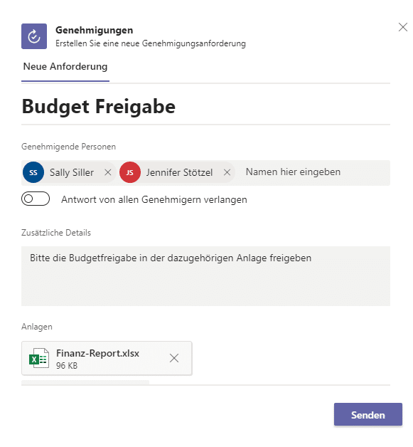  Microsoft Teams Genehmigungs-App Genehmigungs-Details