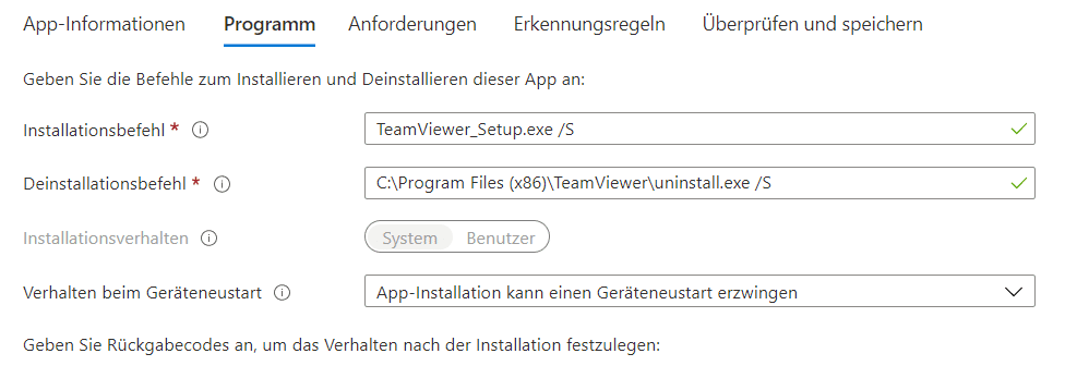 Installationsbefehle-Intune