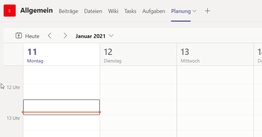 Microsoft Teams Gruppenkalender Kalender-Übersicht