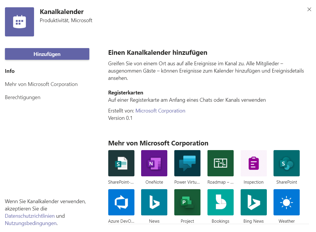 Microsoft Teams Gruppenkalender Kanalkinder-Hinzufügen