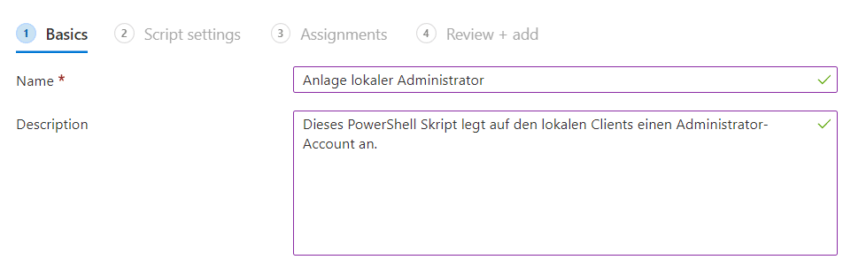 Lokaler Admin Intune PowerShell-Intune-Beschreibung