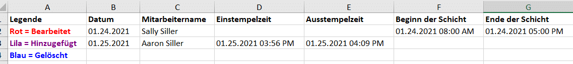 Stechuhrbericht-Excel