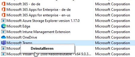 Teams-Deinstallieren