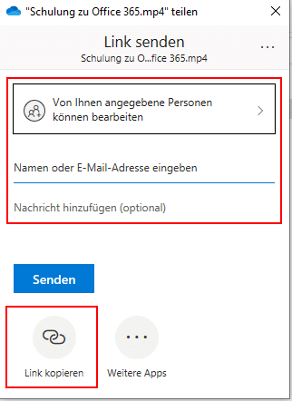 Teilen-Optionen-OneDrive