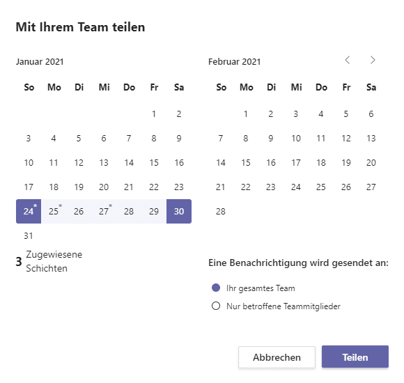 Teilungsoptionen-Teams