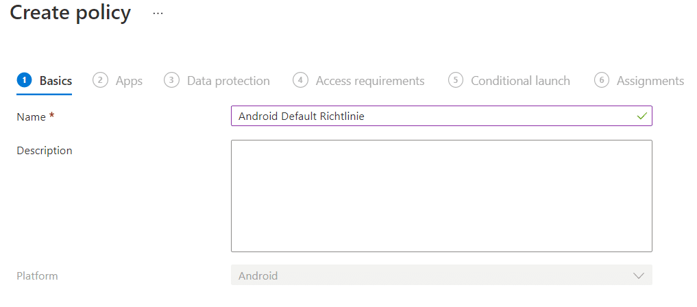 Microsoft Intune einrichten Namen-App-Konfigurationsrichtlinie