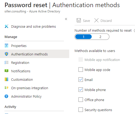 Passwort-Reset-Optionen