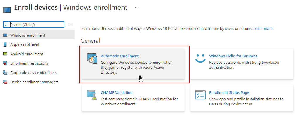 Automatic-Enrollment-Intune