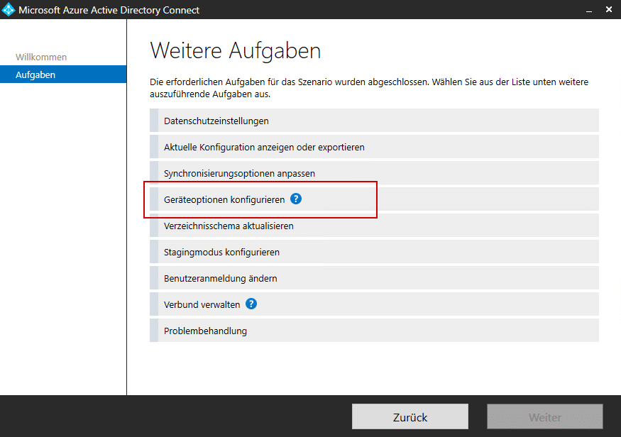 Einrichtung vom AutoPilot Hybrid Join Geräteoptionen-Intune