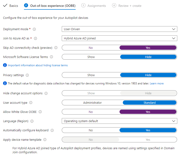 Hybrid-Profil-Einstellung