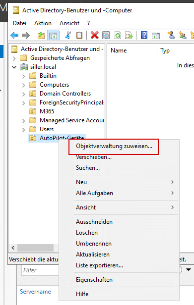 Einrichtung vom AutoPilot Hybrid Join Objektverwaltung-Intune
