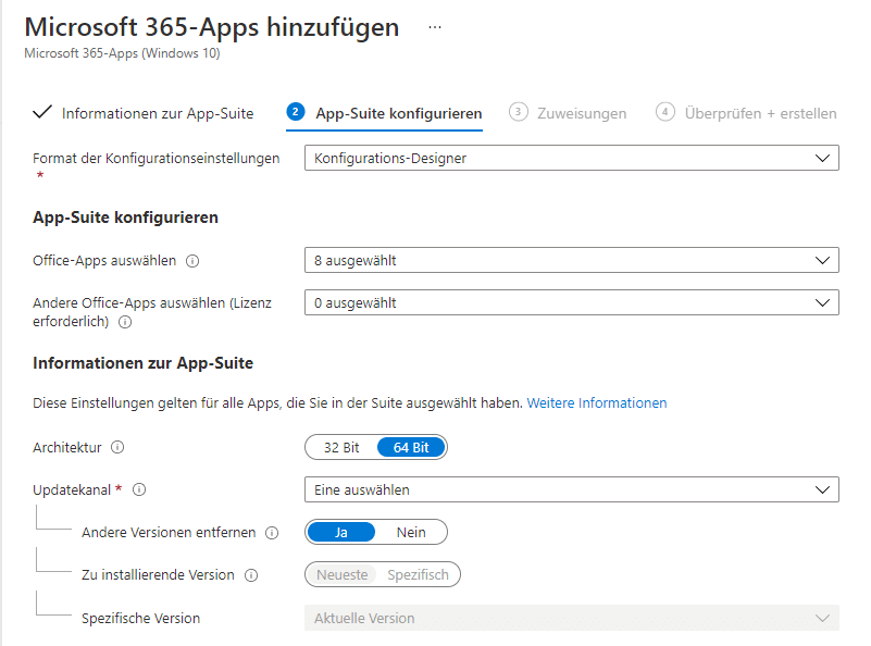 Anpassung der Office 365 Suite im Intune