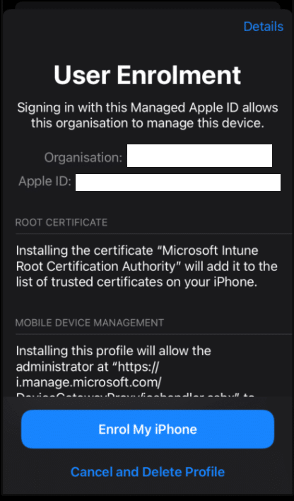 Übersicht der Benutzer Registrierung in iOS