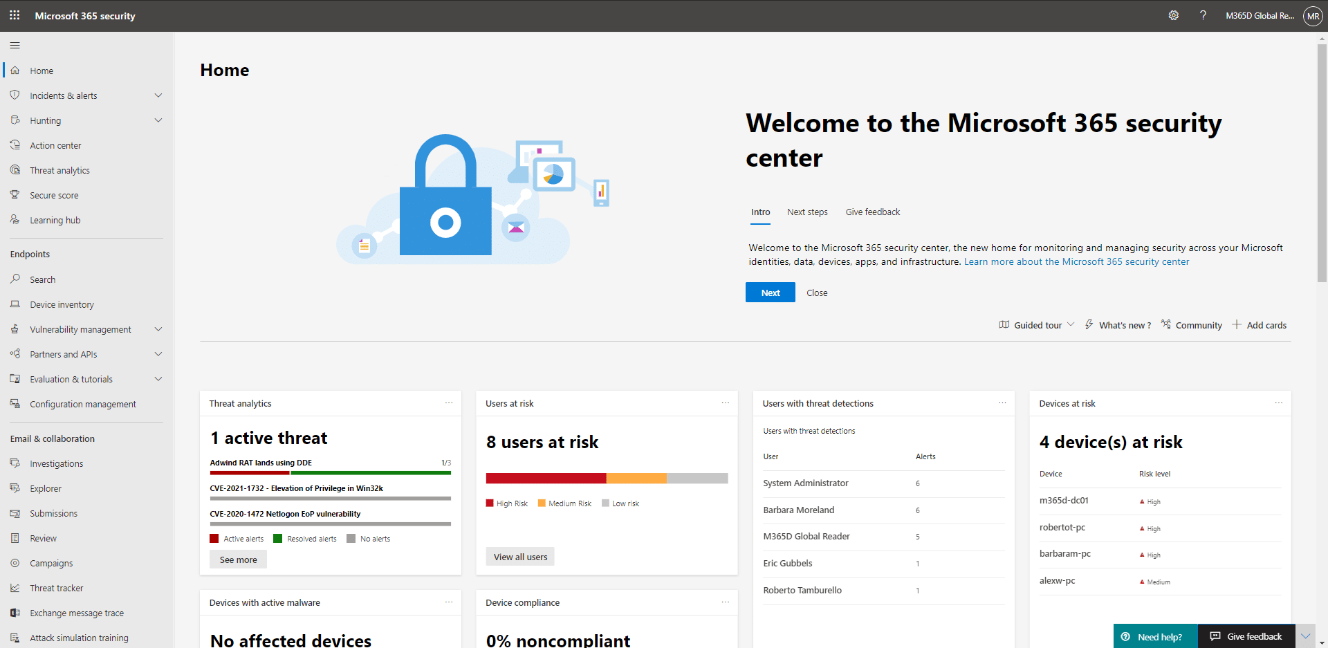 Microsoft-365-Defender-Dashboard