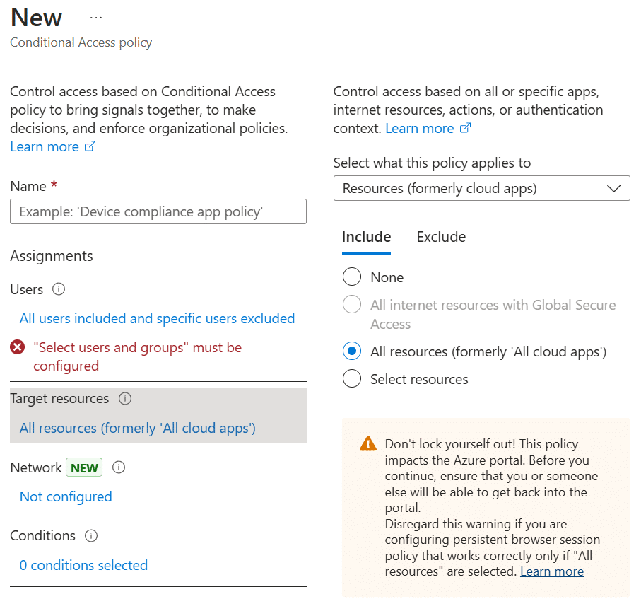 Microsoft MFA Bypass Create Policy Target Resources