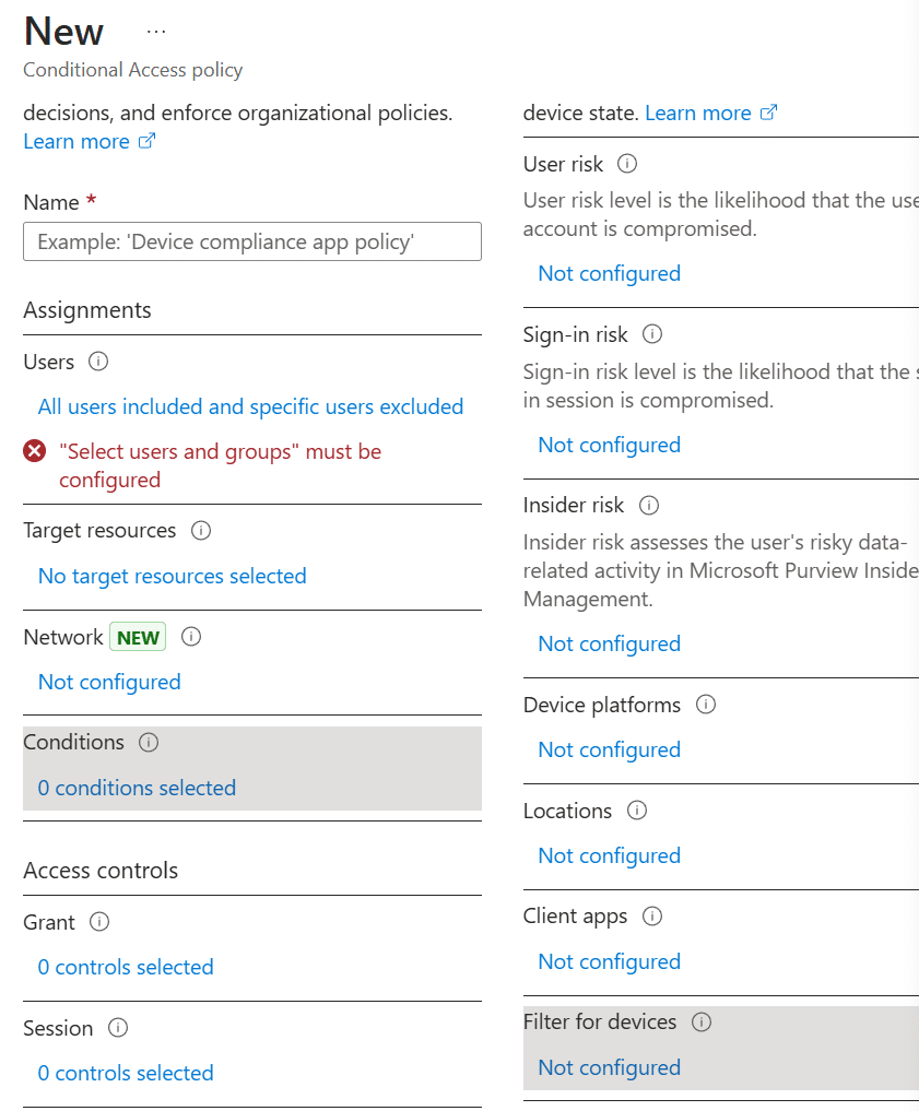 Microsoft MFA Bypass Create Policy Conditions
