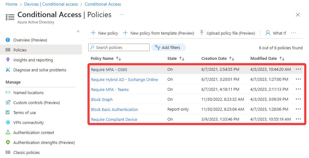 Baseline policies