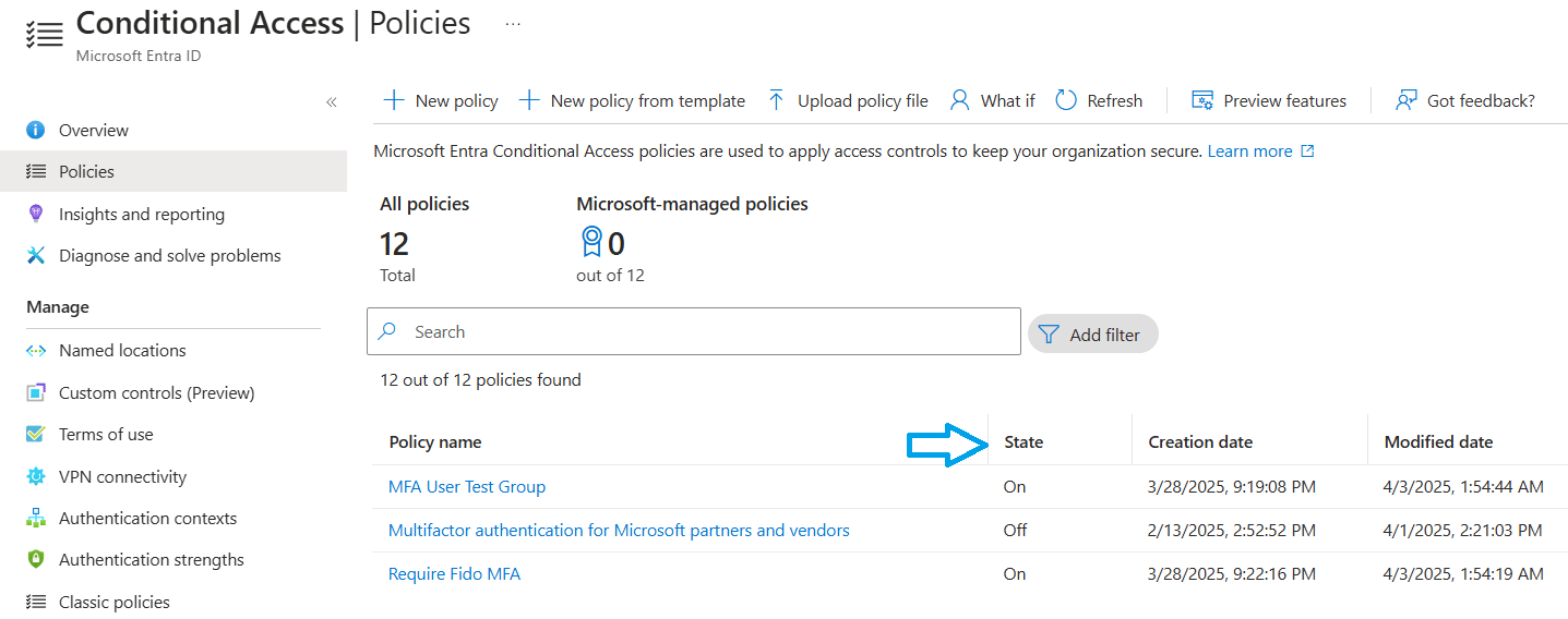 Microsoft MFA Bypass Conditional Access Policies Status