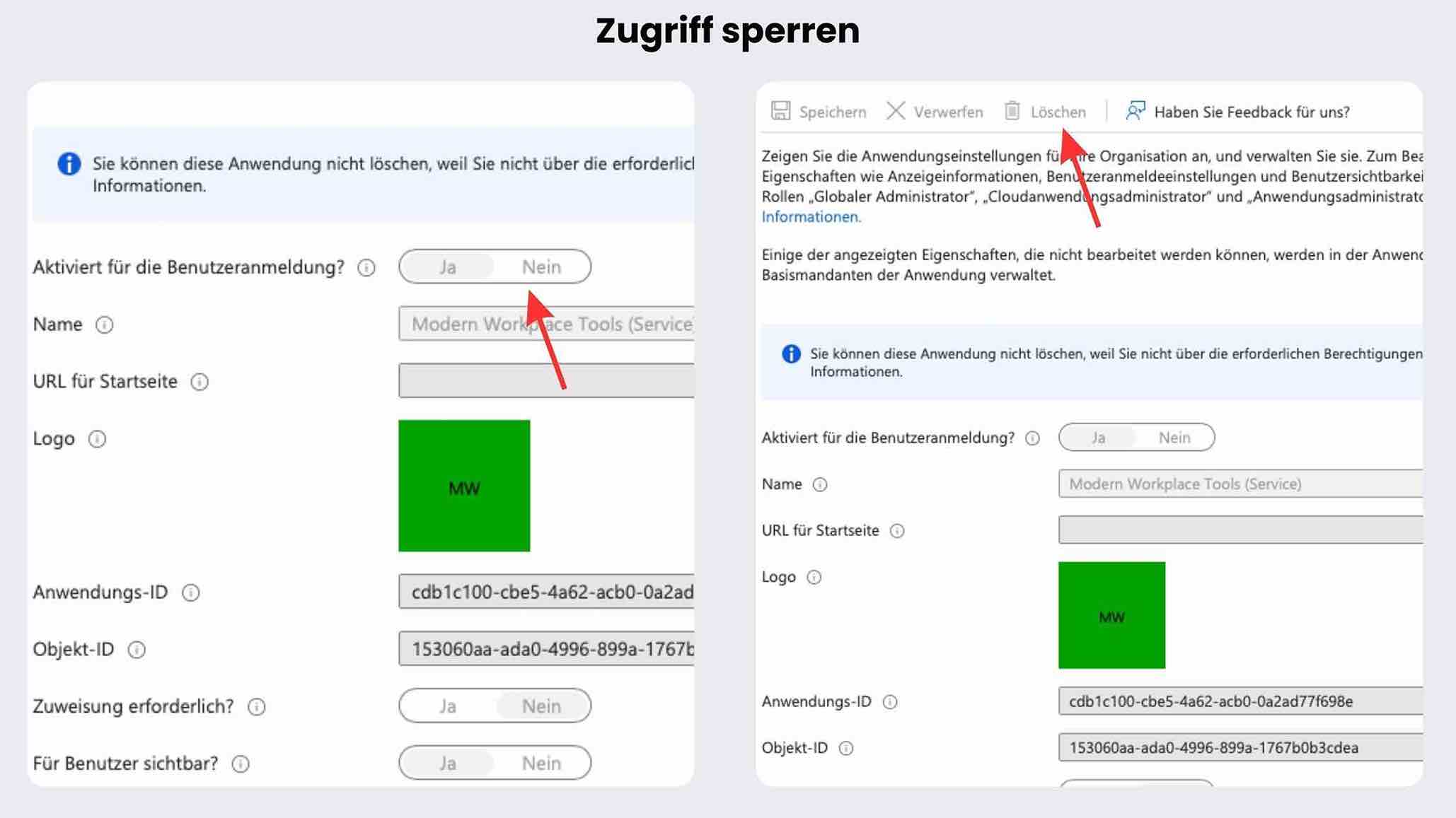 Zugriff sperren Zugriff sperren