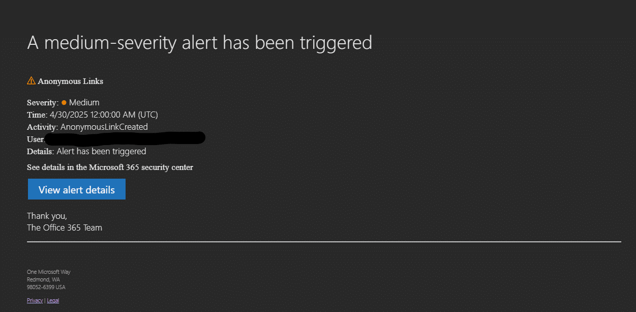 Screenshot zu Microsoft Defender XDR Warnungsrichtlinien testen