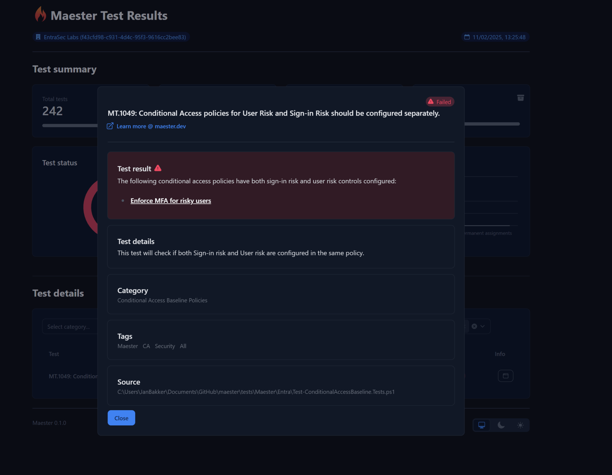 Risikobasierte Zugriffsrichtlinien Maester test Screenshot zu Risikobasierte Zugriffsrichtlinien Maester test