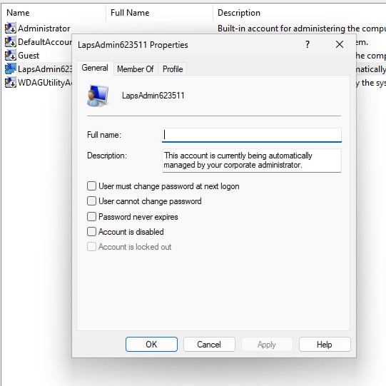 Windows LAPS Zuweisung und Zielgruppenfilter Optionsauswahl zu Windows LAPS Zuweisung und Zielgruppenfilter