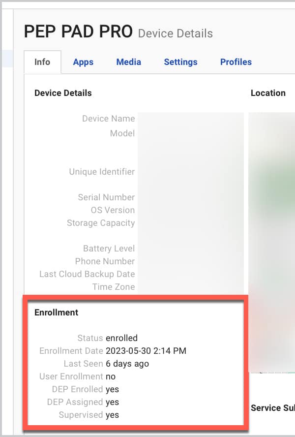 Einstellungsübersicht zu iOS Updates Enrollment
