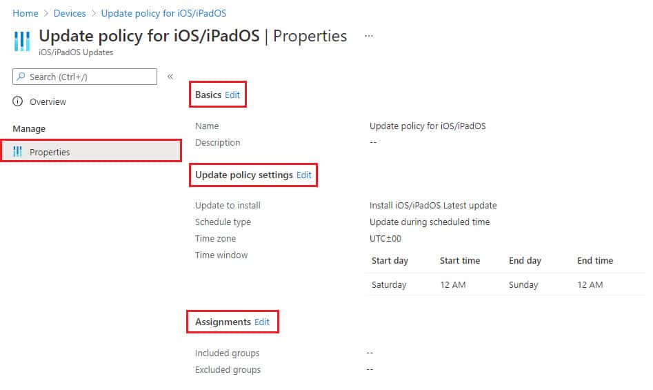 Screenshot iOS Updates Update policy for iOS iPadOS