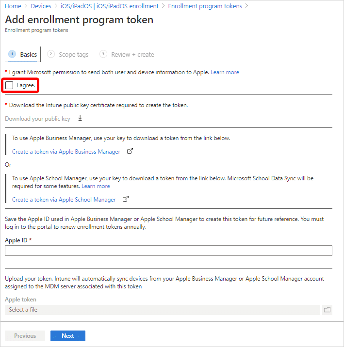 Screenshot iOS Updates add-enrollment-program-token-pane