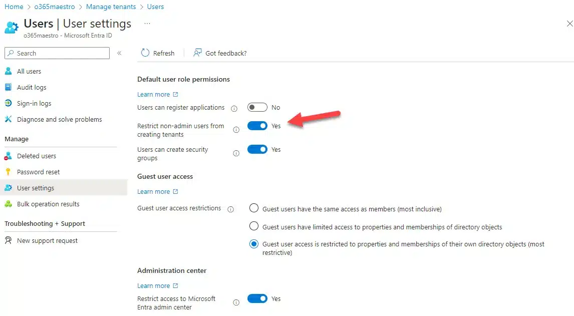 Screenshot zu Entra ID Best Practices Benutzerrollenberechtigungen