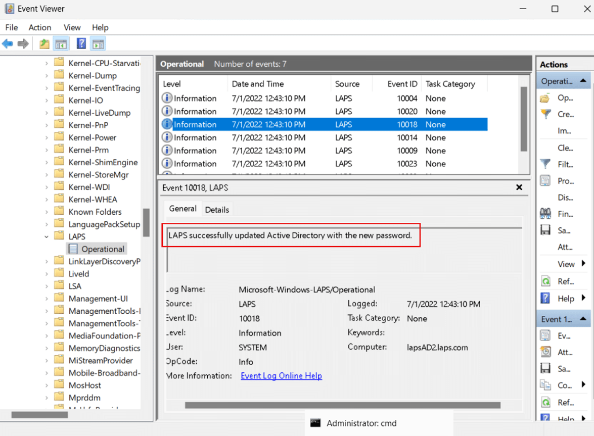 Screenshot zu LAPS compliance Active Directory